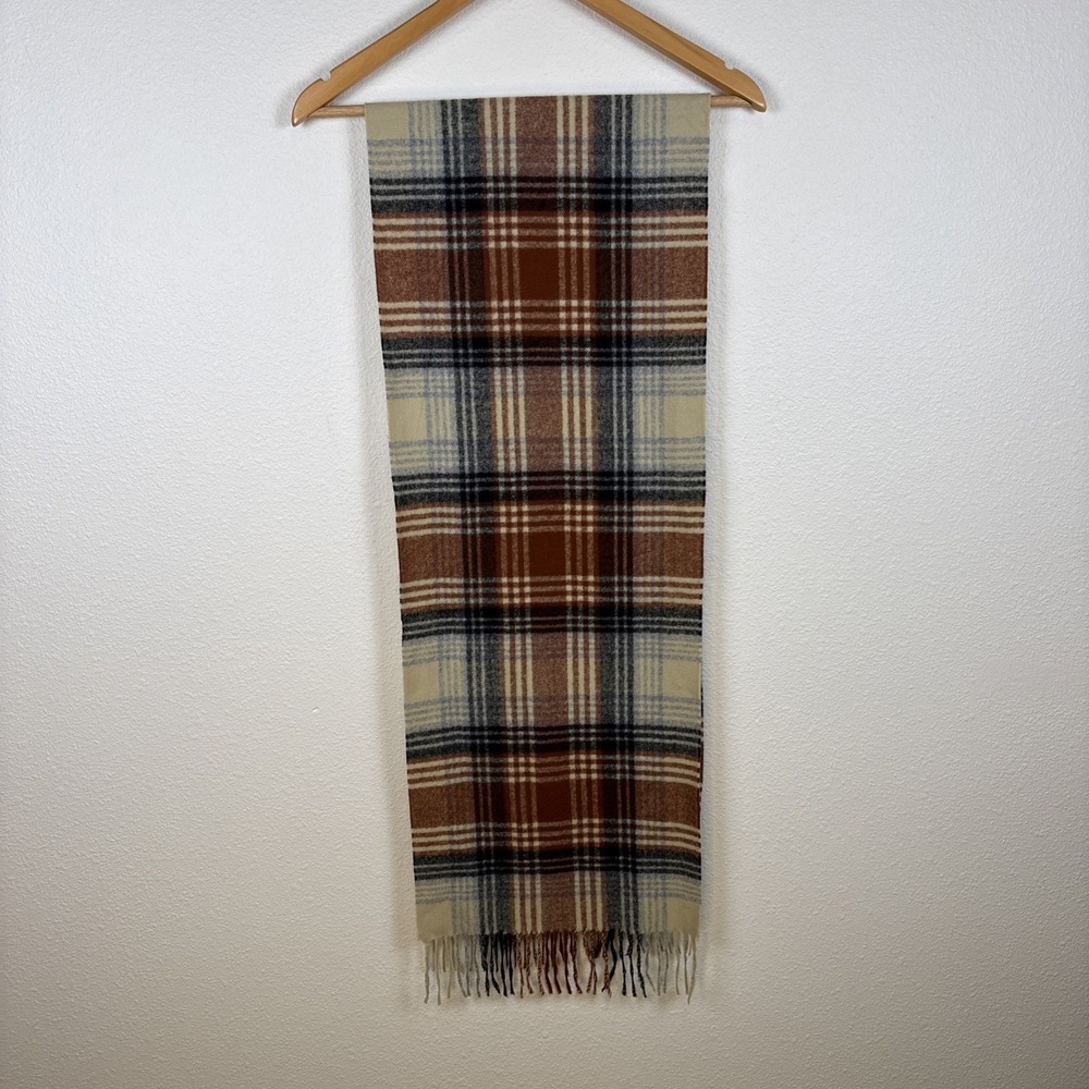 VTG Plaid Neck Scarf 100% Cashmere Hand Tailored Made in Germany - Picture 6 of 10